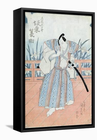 The Actor Bando Tokuke as Takahastu Yajuro, a Samurai-Utagawa Kunisada-Framed Stretched Canvas