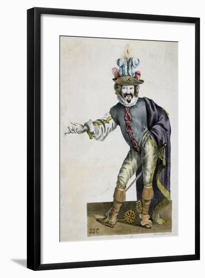 The Actor Bellemore in Role of Matamoro in Illusion Comique, Play-Pierre Corneille-Framed Giclee Print