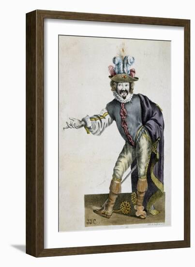 The Actor Bellemore in Role of Matamoro in Illusion Comique, Play-Pierre Corneille-Framed Giclee Print