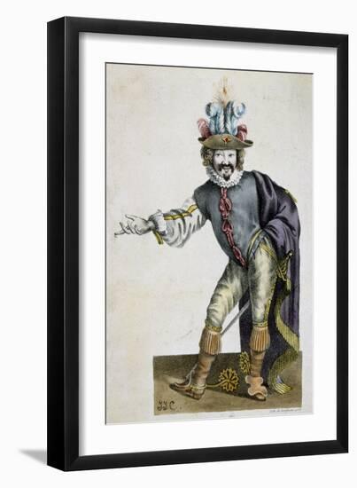 The Actor Bellemore in Role of Matamoro in Illusion Comique, Play-Pierre Corneille-Framed Giclee Print