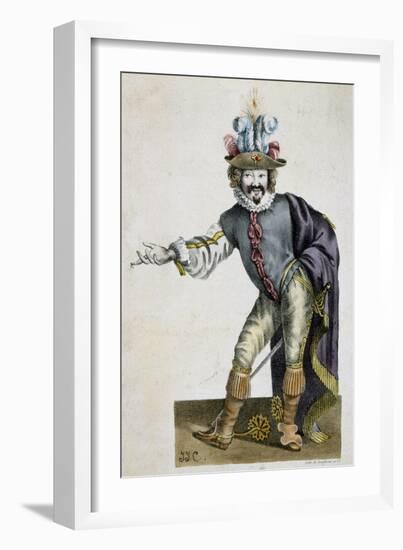 The Actor Bellemore in Role of Matamoro in Illusion Comique, Play-Pierre Corneille-Framed Giclee Print