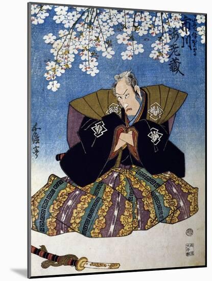 The Actor Ebiro Playing Saisaki Iganomori the Samurai, 1839-Utagawa Kunisada-Mounted Giclee Print