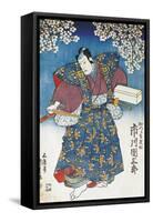 The Actor Ichikawa Dan Saburo Playing the Samurai Minbu Katsuragi, 1839-Utagawa Kunisada-Framed Stretched Canvas