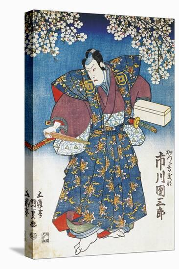 The Actor Ichikawa Dan Saburo Playing the Samurai Minbu Katsuragi, 1839-Utagawa Kunisada-Stretched Canvas