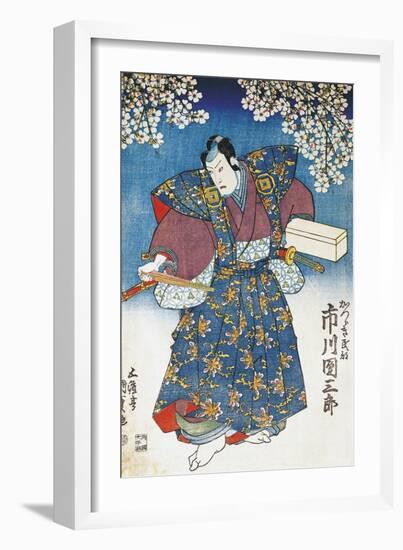 The Actor Ichikawa Dan Saburo Playing the Samurai Minbu Katsuragi, 1839-Utagawa Kunisada-Framed Giclee Print