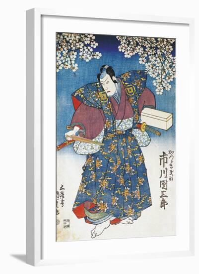 The Actor Ichikawa Dan Saburo Playing the Samurai Minbu Katsuragi, 1839-Utagawa Kunisada-Framed Giclee Print