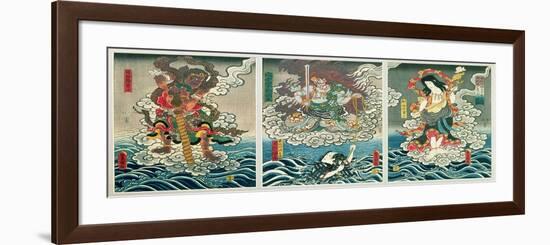 The Actor Ichikawa Ebizo V as the Deity Fudo Myoo Rescuing Ichikawa Danjuro VIII, c.1850-Utagawa Kunisada-Framed Giclee Print