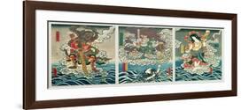 The Actor Ichikawa Ebizo V as the Deity Fudo Myoo Rescuing Ichikawa Danjuro VIII, c.1850-Utagawa Kunisada-Framed Giclee Print