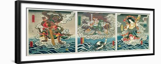 The Actor Ichikawa Ebizo V as the Deity Fudo Myoo Rescuing Ichikawa Danjuro VIII, c.1850-Utagawa Kunisada-Framed Giclee Print