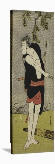 The Actor Ichikawa Komazo II as Ono Sadakuro in the Play Chuko Ryogoku Ori, C.1790-Katsukawa Shun'ei-Stretched Canvas