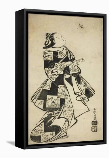 The Actor Nakamura Gentaro as a woman playing battledore and shuttlecock, c.1704-Torii Kiyomasu I-Framed Stretched Canvas