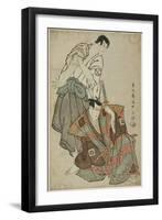 The Actors Ichikawa Yaozo III as Fuwa Banzaemon and Sakata Hangoro Lll as Kosodate Kannonbo, 1794-Toshusai Sharaku-Framed Giclee Print