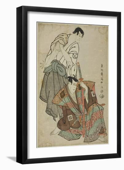 The Actors Ichikawa Yaozo III as Fuwa Banzaemon and Sakata Hangoro Lll as Kosodate Kannonbo, 1794-Toshusai Sharaku-Framed Giclee Print