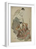 The Actors Ichikawa Yaozo III as Fuwa Banzaemon and Sakata Hangoro Lll as Kosodate Kannonbo, 1794-Toshusai Sharaku-Framed Giclee Print