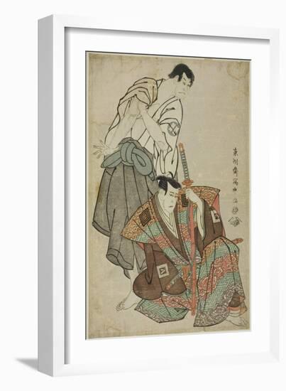 The Actors Ichikawa Yaozo III as Fuwa Banzaemon and Sakata Hangoro Lll as Kosodate Kannonbo, 1794-Toshusai Sharaku-Framed Giclee Print