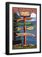The Adirondacks - Adirondack State Park, New York - Destination Signpost-Lantern Press-Framed Art Print