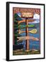 The Adirondacks - Adirondack State Park, New York - Destination Signpost-Lantern Press-Framed Art Print