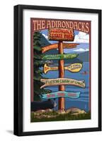 The Adirondacks - Adirondack State Park, New York State - Sign Destinations-Lantern Press-Framed Art Print