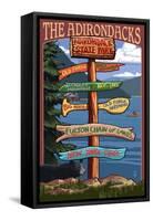 The Adirondacks - Adirondack State Park, New York State - Sign Destinations-Lantern Press-Framed Stretched Canvas