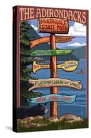 The Adirondacks - Adirondack State Park, New York State - Sign Destinations-Lantern Press-Stretched Canvas