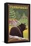 The Adirondacks - Black Bear in Forest-Lantern Press-Framed Stretched Canvas