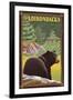 The Adirondacks - Black Bear in Forest-Lantern Press-Framed Art Print