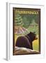 The Adirondacks - Black Bear in Forest-Lantern Press-Framed Art Print