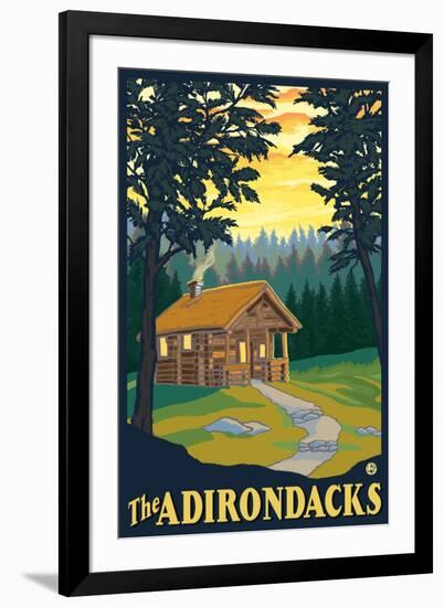 The Adirondacks - Cabin in the Woods-Lantern Press-Framed Art Print