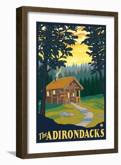 The Adirondacks - Cabin in the Woods-Lantern Press-Framed Art Print