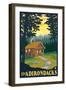 The Adirondacks - Cabin in the Woods-Lantern Press-Framed Art Print