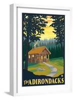 The Adirondacks - Cabin in the Woods-Lantern Press-Framed Art Print