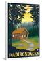 The Adirondacks - Cabin in the Woods-Lantern Press-Framed Art Print