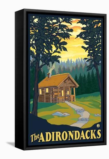 The Adirondacks - Cabin in the Woods-Lantern Press-Framed Stretched Canvas