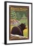 The Adirondacks - Lake Placid, New York - Black Bear in Forest-Lantern Press-Framed Art Print