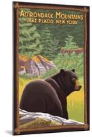 The Adirondacks - Lake Placid, New York - Black Bear in Forest-Lantern Press-Mounted Art Print