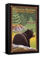 The Adirondacks - Lake Placid, New York - Black Bear in Forest-Lantern Press-Framed Stretched Canvas