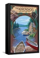 The Adirondacks - Lake Placid, New York State - Montage-Lantern Press-Framed Stretched Canvas
