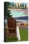 The Adirondacks - Long Lake, New York - Adirondack Chair-Lantern Press-Stretched Canvas