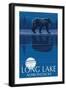 The Adirondacks - Long Lake, New York - Bear at Night-Lantern Press-Framed Art Print