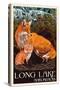 The Adirondacks - Long Lake, New York - Fox and Kit - Letterpress-Lantern Press-Stretched Canvas