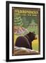 The Adirondacks - Long Lake, New York State - Black Bear in Forest-Lantern Press-Framed Art Print