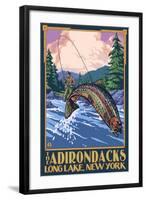 The Adirondacks - Long Lake, New York State - Fly Fishing-Lantern Press-Framed Art Print