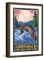 The Adirondacks - Long Lake, New York State - Fly Fishing-Lantern Press-Framed Art Print