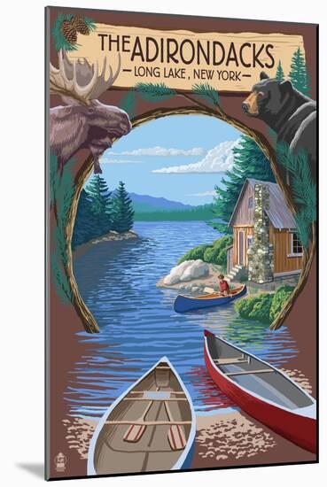 The Adirondacks - Long Lake, New York State - Montage-Lantern Press-Mounted Art Print