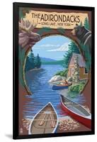The Adirondacks - Long Lake, New York State - Montage-Lantern Press-Framed Art Print