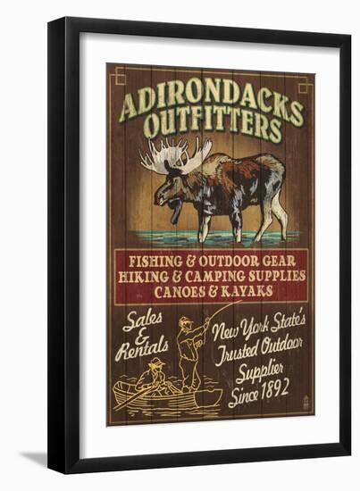 The Adirondacks - Long Lake, New York State - Moose Outfitters-Lantern Press-Framed Art Print