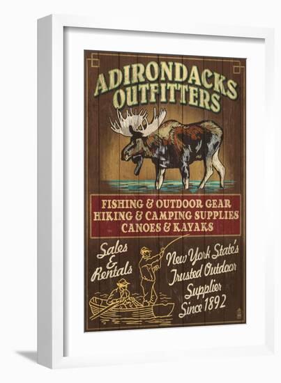 The Adirondacks - Long Lake, New York State - Moose Outfitters-Lantern Press-Framed Art Print