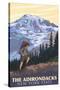 The Adirondacks, New York - Hikers and Mountain-Lantern Press-Stretched Canvas