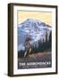 The Adirondacks, New York - Hikers and Mountain-Lantern Press-Framed Art Print