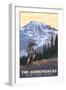The Adirondacks, New York - Hikers and Mountain-Lantern Press-Framed Art Print